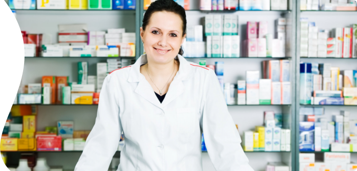 female pharmacist smiling at the camera
